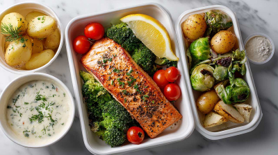 Dieta pudełkowa. Produkty ułożone w opakowaniach