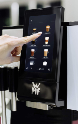 Panel sterowania ekspresu do kawy z wyborem różnych rodzajów kaw