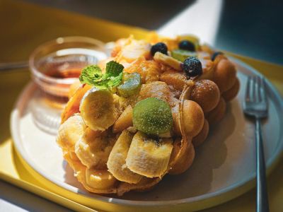 Gofry bąbelkowe bubble waffle z owocami