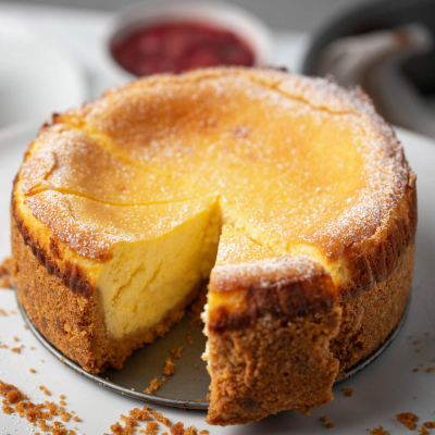 Puszysty sernik Nowojorski na chrupiącym spodzie z ciasteczek